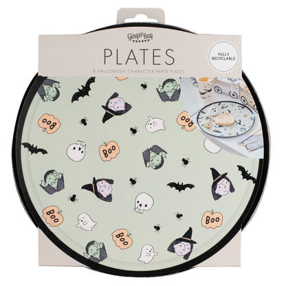 Ginger Ray 8 Vampire and Witch Halloween Party Plates