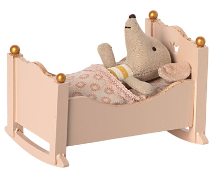 *EX-PROP, NO BOX* - Maileg Cradle, Baby Mouse, Rose