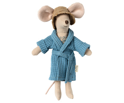 Maileg Bathrobe, Dusty Blue, Dad Mouse