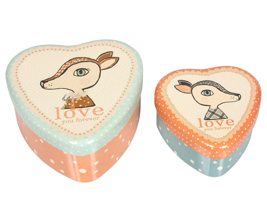 Maileg Heart Tin Bambi Set