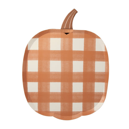 Meri Meri Gingham Pumpkin Paper Plates (Set of 8)