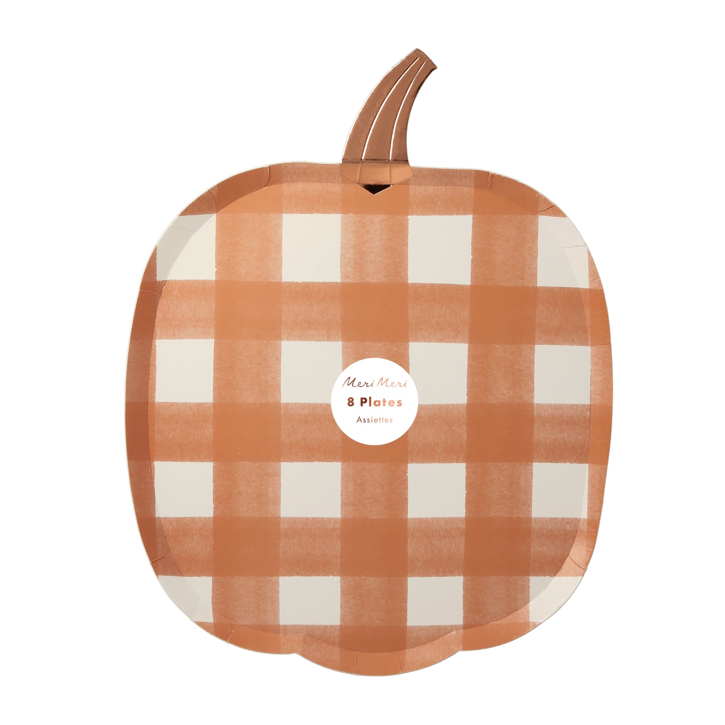 Meri Meri Gingham Pumpkin Paper Plates (Set of 8)