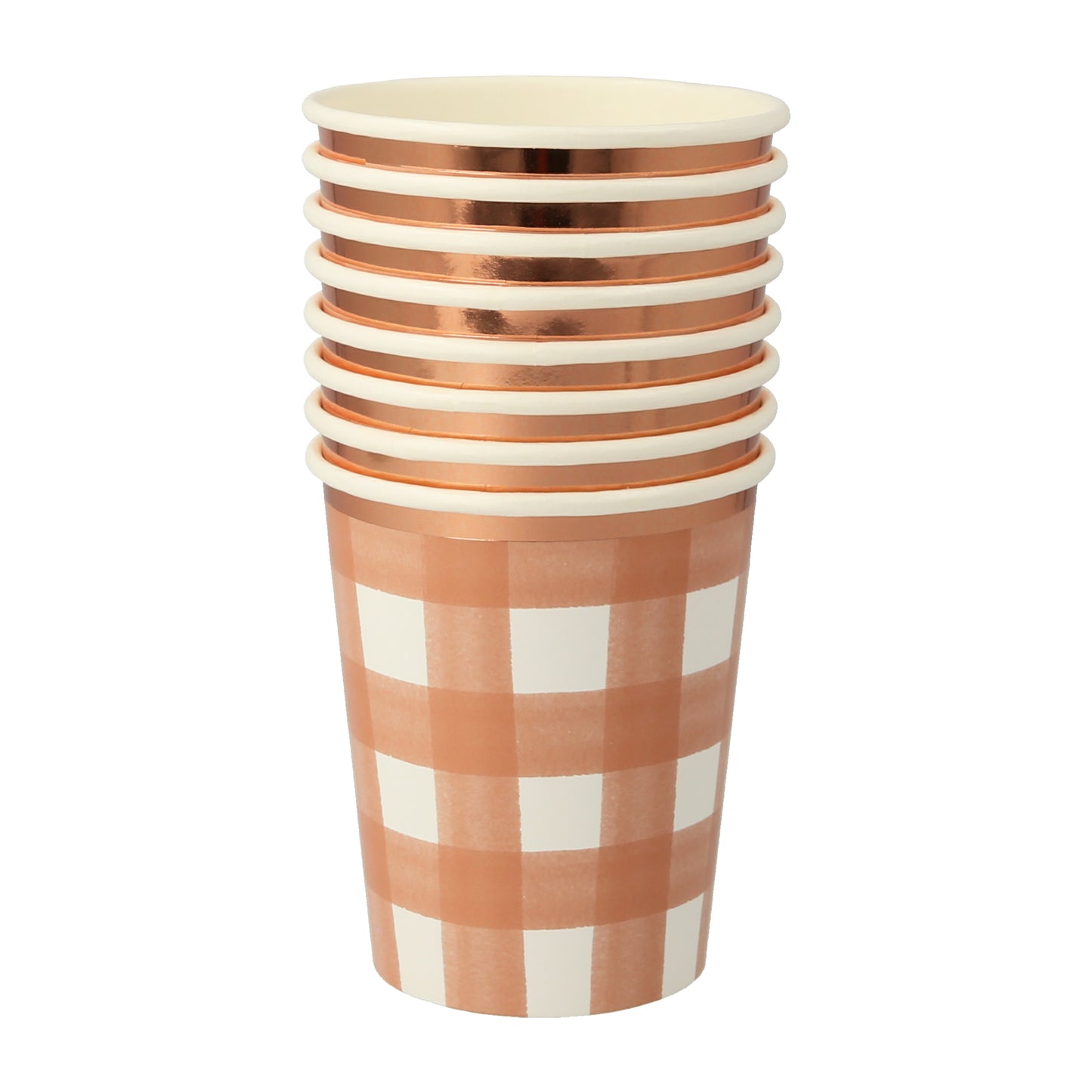 Meri Meri Burnt Orange Gingham Paper Cups (Set of 8)