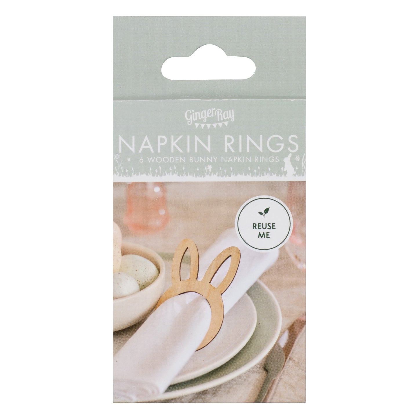 Ginger Ray Wooden Bunny Easter Napkin Rings