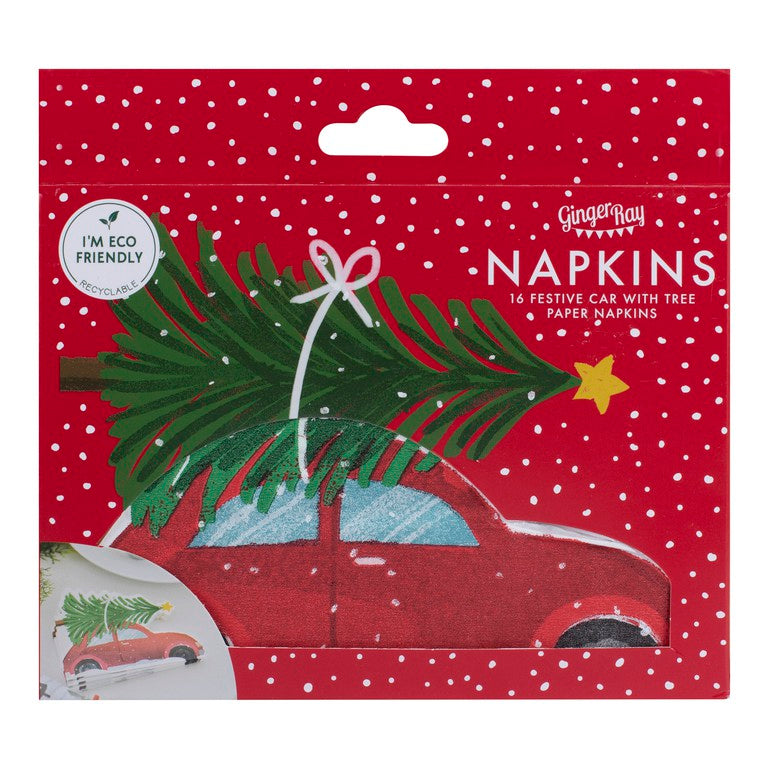 Ginger Ray Festive Car Christmas Paper Napkin